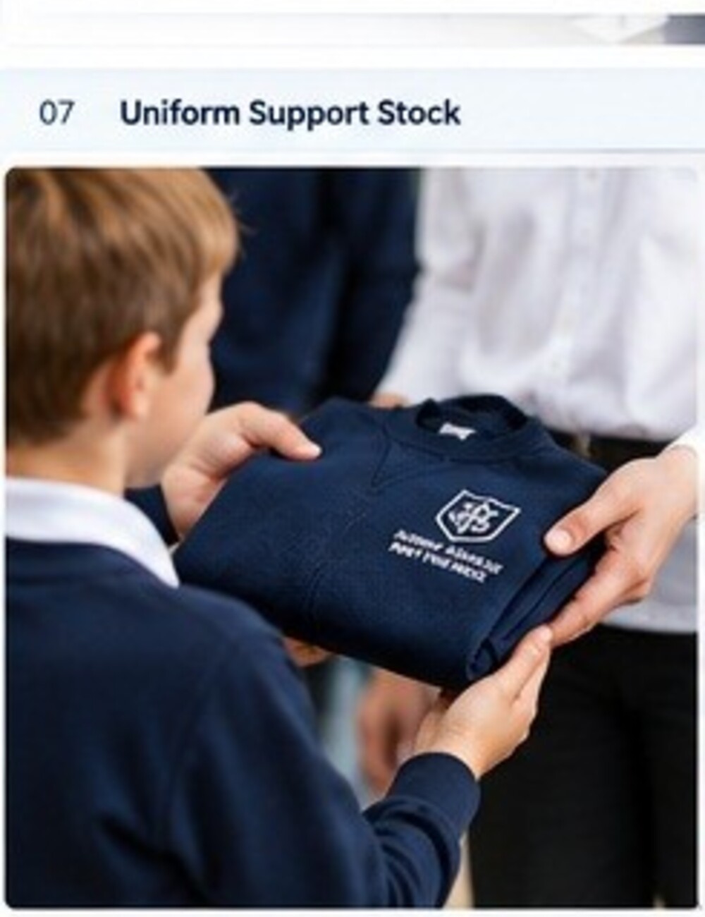 School jumper being checked